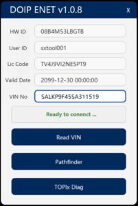 Demo JLR DOIP Enet Addon Software for TOPIX Cloud
